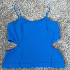 Electric Blue Cut Out Crop Tank Top